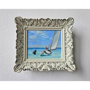 Ground Swell by Edward Hopper - Mini Antique Canvas Painting Framed Artwork